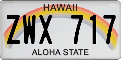 HI license plate ZWX717
