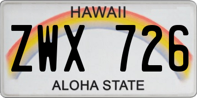 HI license plate ZWX726
