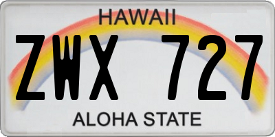 HI license plate ZWX727