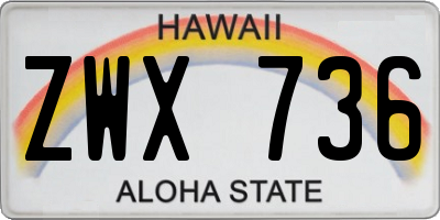HI license plate ZWX736