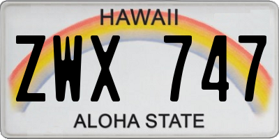 HI license plate ZWX747