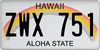 HI license plate ZWX751