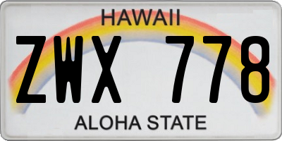 HI license plate ZWX778