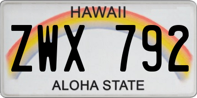 HI license plate ZWX792