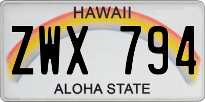 HI license plate ZWX794