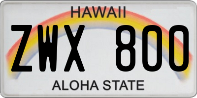 HI license plate ZWX800