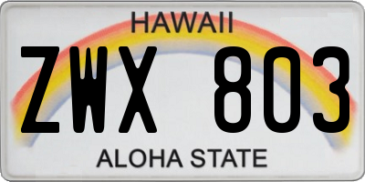 HI license plate ZWX803