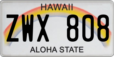 HI license plate ZWX808