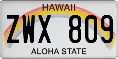HI license plate ZWX809