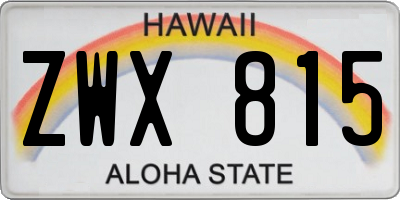 HI license plate ZWX815