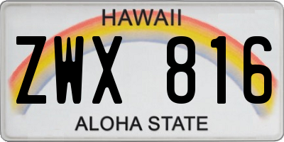 HI license plate ZWX816