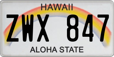 HI license plate ZWX847