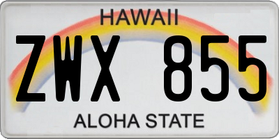 HI license plate ZWX855