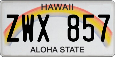 HI license plate ZWX857