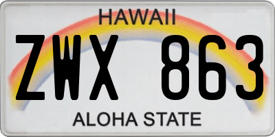 HI license plate ZWX863