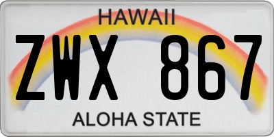HI license plate ZWX867