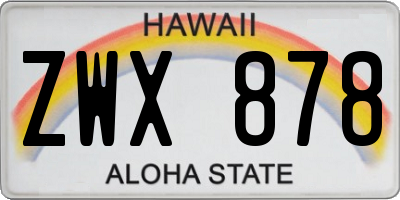 HI license plate ZWX878