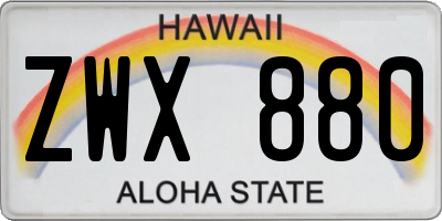HI license plate ZWX880