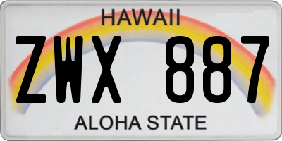 HI license plate ZWX887