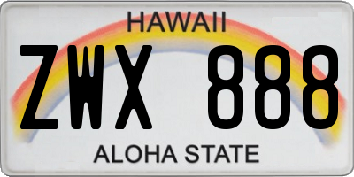 HI license plate ZWX888