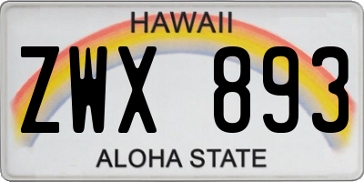 HI license plate ZWX893