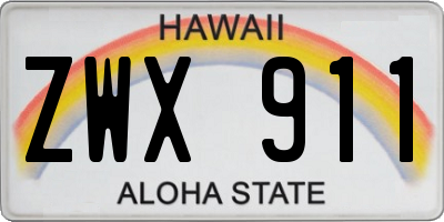 HI license plate ZWX911