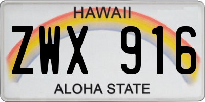 HI license plate ZWX916