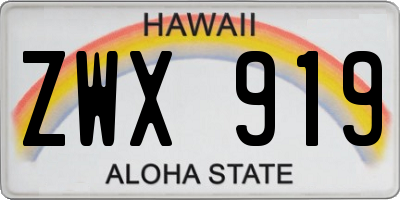 HI license plate ZWX919