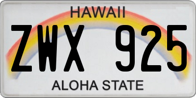 HI license plate ZWX925