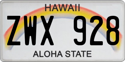 HI license plate ZWX928