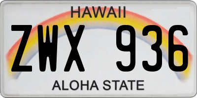 HI license plate ZWX936
