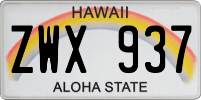 HI license plate ZWX937