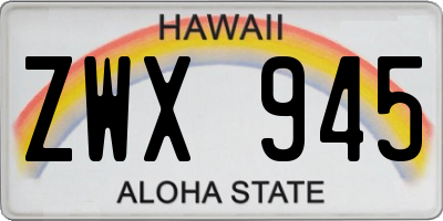 HI license plate ZWX945