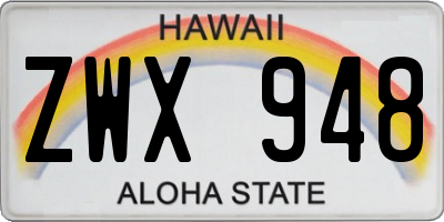 HI license plate ZWX948