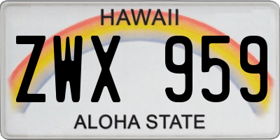 HI license plate ZWX959