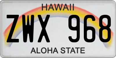 HI license plate ZWX968