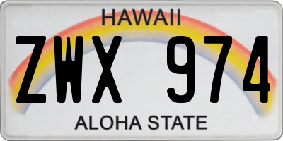 HI license plate ZWX974