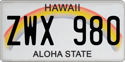 HI license plate ZWX980