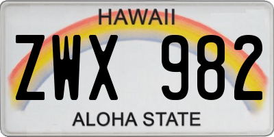 HI license plate ZWX982