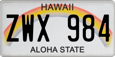HI license plate ZWX984