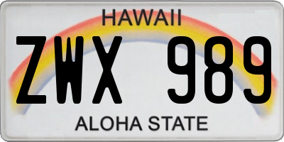 HI license plate ZWX989