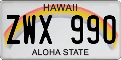 HI license plate ZWX990