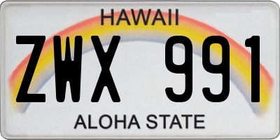 HI license plate ZWX991
