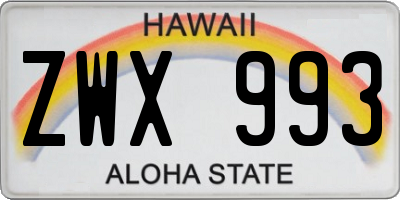 HI license plate ZWX993