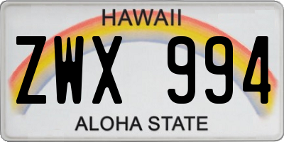 HI license plate ZWX994