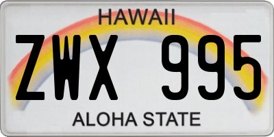 HI license plate ZWX995