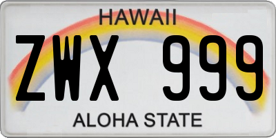 HI license plate ZWX999