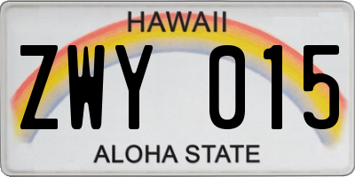 HI license plate ZWY015