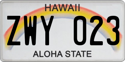 HI license plate ZWY023