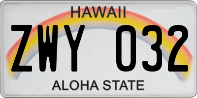 HI license plate ZWY032